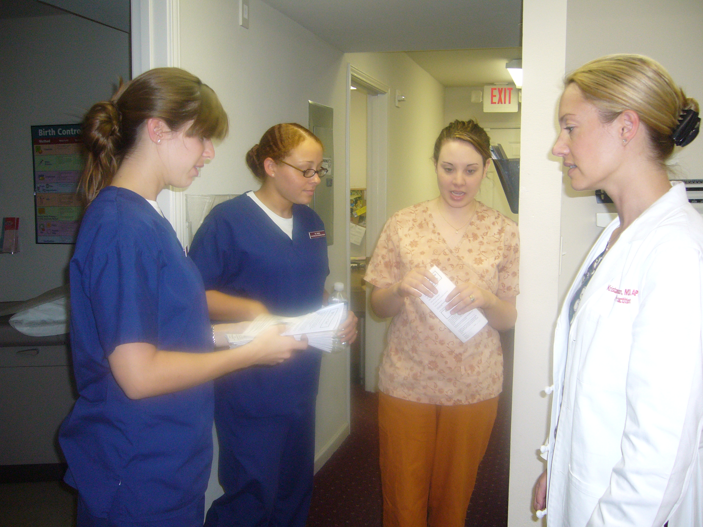 At the Armstrong Atlantic State University exchanging HPV information with Kristen the Health Clinic's nurse practitioner